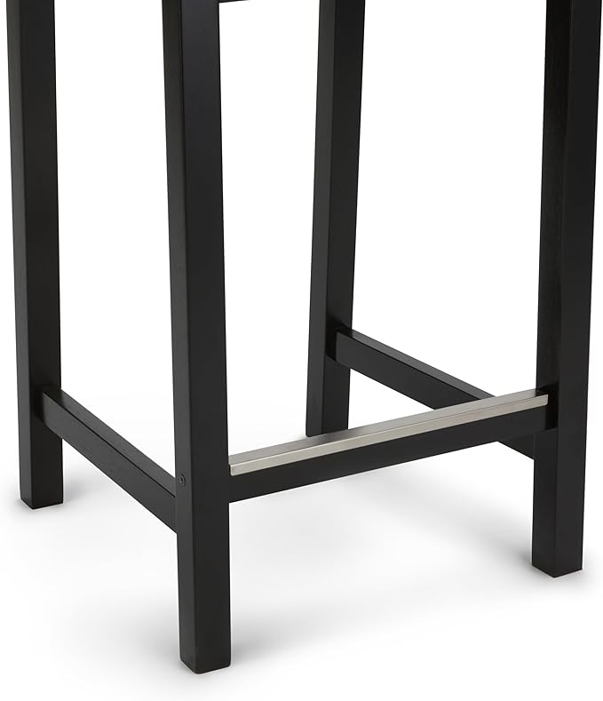 Amazon Basics Wooden Bar Stool with Backrest 24", Black, 1 Unit