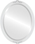 OVALCREST Oval Beveled Wall Mirror for Home Decor - Athena Style - Linen White - 26" x 22" Outside Dimensions