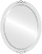OVALCREST Oval Beveled Wall Mirror for Home Decor - Athena Style - Linen White - 26" x 22" Outside Dimensions