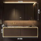 68IN Bathroom Vanity Set with a Single Sink - Embedded Sensor Light Strip & Large Capacity Floating Cabinet | Modern Bathroom Vanities with Defogging Mirror Surface & LED Lighting (Mirror Cabinet)