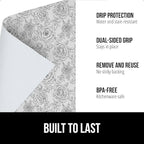 GORILLA GRIP DripGuard Shelf Liner, Non Adhesive Drawer and Kitchen Cabinet Protector, 20x240 Inch, Slip Resistant BPA Free Smooth Surface Plastic Liners for Cabinets, Bathrooms, Closets, Floral Gray