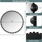 Madison Park Round Mirror, Metal Frame Circle Mirror 36 inch, Wall Art Decor Mounted Hanging for Entryway, Bathroom, hallway, Living Room, Vanity, Marlowe, Black