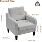 Accent Chair for Living Room, Modern Velvet Living Room Chairs with Wide Backrest, Upholstered Comfy Chair with Cushion, Oversized Sofa Chair with Wood Legs, Single Armchair, Grey