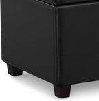 SIMPLIHOME Avalon 54 inch Wide Contemporary Rectangle Extra Large Storage Ottoman Bench in Midnight Black Vegan Faux Leather, Assembled, For the Living Room, Entryway and Family Room