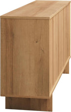 Prepac Natural Oak Finnley Sideboard Cabinet Buffet Cabinet with Storage Accent Cabinet for Living Room, Kitchen, Entryway Cabinet with Adjustable Shelves Push Latch System 16" D x 61.5" W x 30.75" H