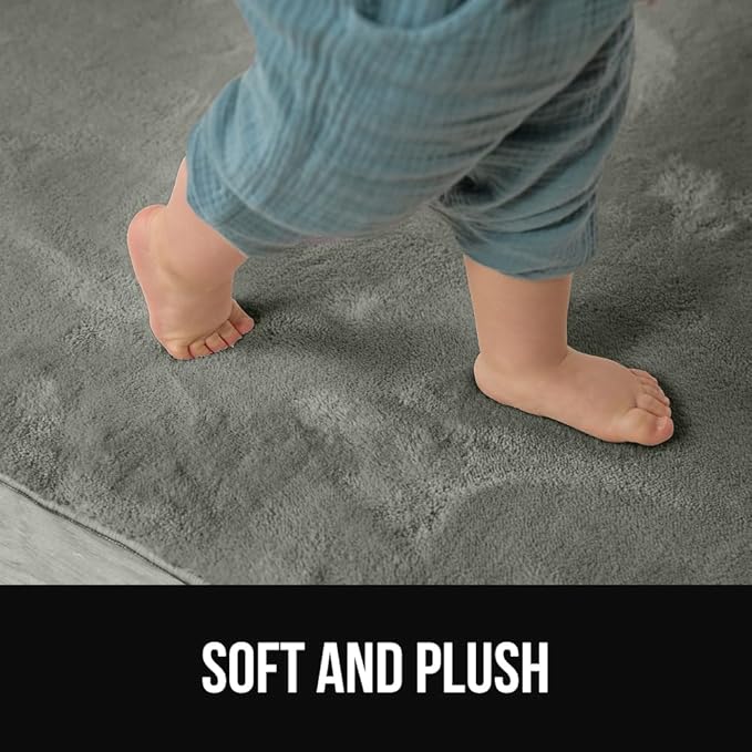GORILLA GRIP Slip Resistant Soft Washable Stain Resistant Area Rug, 8x10, Plush Thick Carpet for Nursery, Bedroom, Living Room, Non-Shedding Floor Rugs, Kid and Pet Friendly, Baby Home Decor, Gray