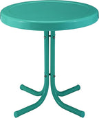 Crosley Furniture Griffith Weather Resistant Retro Metal Outdoor Side Table for Patio, Deck, Porch, Turquoise