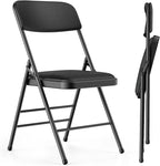 Commercial Grade Folding Chair with Padded Fabric Cushion（16"X16" |Double-hinged Legs Luxury Style|4.5kg Capacity Max Weight 150Kg for Home and Office,Indoor and Outdoor Events (2, PU-Black)