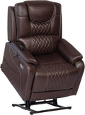 EONIX Triple Motor Lay Flat Power Lift Recliner Chair for Elderly with Massage, 400lbs Electirc Lift Chair for Living Room, Independent Adjustable Backrest Headrest, Extended Footrest, Dark Brown