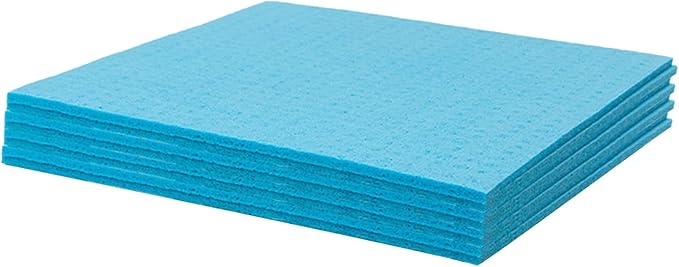 6 Pack Swedish Dishcloths – Super Absorbent, Reusable & Eco-Friendly Kitchen Towels (Fruit/Lavender/Camping/Solid Colors) (Blue&Yellow&Pink)