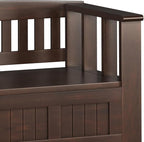 SIMPLIHOME Acadian Entryway Storage Bench - 48 inch Wide Solid Wood Hallway Seat with Shelf in Brunette Brown, Transitional Bench for Entryway or Living Room with Open Storage and Slatted Bottom