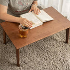 Wooden Folding Coffee Table No Assembly Low Collapsible Japanese Floor Table Small Spaces Tatami FoldableTable for Living Room Home Office (Walnut, Large)