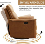 CANMOV Swivel Rocker Recliner, Glider Rocking Chair, Nursing Chairs Swivel Glider Recliners with Soft Backrest, Leathaire Manual Reclining Sofa for Living Room Bedroom Apartment, Brown