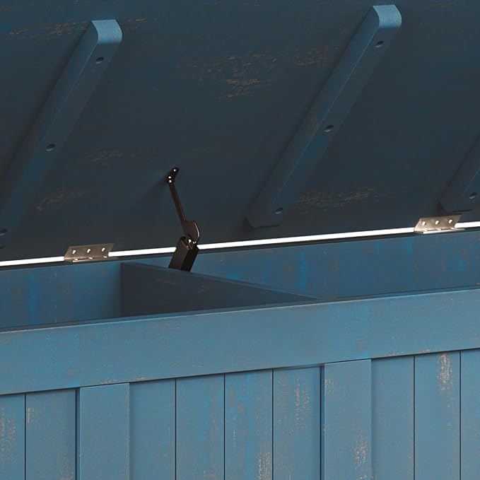 SIMPLIHOME Acadian Entryway Storage Bench - 48 inch Wide Solid Wood Hallway Seat in Distressed Coastal Blue, Transitional Bench for Entryway or Living Room with Lift-Up Lid and Spacious Storage