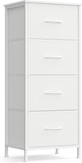 SONGMICS Dresser for Bedroom, Chest of Drawers, Steel, MDF, 4 Non-Woven Fabric Drawers, Storage Organizer Unit, Closet, Entryway, Cloud White and Snow White ULGS314W01S