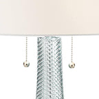 Possini Euro Design Miriam Modern Table Lamp 28 1/2" Tall Light Aqua Blue Swirl Textured Glass White Drum Shade Decor for Living Room Bedroom House Bedside Nightstand Home Office Family Entryway