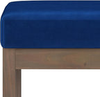 SIMPLIHOME Milltown 27 inch Wide Contemporary Rectangle Footstool Ottoman Bench in Blue Velvet Fabric, Assembled, For the Living Room and Bedroom