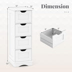 Giantex Bathroom Storage Cabinet with 4 Drawers, 32" Freestanding Storage Organizer Unit with Cutout Handles, Anti-Tipping Device, Narrow Floor Cabinet for Hallway, Living Room, Entryway (White)