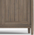 SIMPLIHOME Lev SOLID WOOD 60 inch Wide Contemporary Wide Storage Cabinet in Smoky Brown for the Living Room, Entryway and Family Room