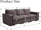 EALSON 93 Inch Modular Sectional Sofa Modern Comfy 3-Seater Couch Sofa Linen Fabric Upholstered Cloud Couches with 24" Deep Seat and Wooden Legs for Bedroom/Living Room/Office, Grey