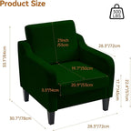 Accent Chair for Living Room, Modern Velvet Living Room Chairs with Wide Backrest, Upholstered Comfy Chair with Cushion, Oversized Sofa Chair with Wood Legs, Single Armchair, Green