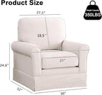 INZOY Swivel Accent Chair Set of 2 Mid Century Modern Chair, Comfy Swivel Barrel Reading Chair, Upholstered Square Chair for Living Room Bedroom Small Spaces, Fully Assembled, Beige