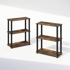 Furinno Turn-S-Tube Storage Shelves Set of 2, 3-Tier Book Shelf, Corner Shelf, Toolless Open Shelves, Square Tubes, for Organization and Storage, Living Room, Garage, Home Office, Amber Pine