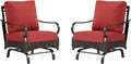 Sophia & William Extra Large Outdoor Patio Motion Sofa Chairs Set 2 PCS Heavy-Duty Metal Porch Furniture with High Back & Deep Seating Area, 5.5" Thicken Cushions for Deck, Lawn, Outside (Red)