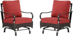 Sophia & William Extra Large Outdoor Patio Motion Sofa Chairs Set 2 PCS Heavy-Duty Metal Porch Furniture with High Back & Deep Seating Area, 5.5" Thicken Cushions for Deck, Lawn, Outside (Red)