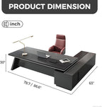 L Shape Executive Desk with Drawers – Modern Large Office Desk for Home Office, Spacious Computer Workstation with Storage Cabinets, Black Finish (Black/Left, 79" L * 63" W * 30" H)