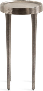 Kate and Laurel Rava Modern Metal Round Drink Table, 10 x 10 x 21, Antique Nickel, Cast Aluminum Accent Table for Use as Indoor Plant Stand or Living Room Decor Piece