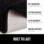 GORILLA GRIP Bathroom Rugs, 30x20, Ultra Soft Absorbent Mat, Thick Plush Bath Rug, Machine Washable, Microfiber Quick Dry, Mats for Shower, Bathtub and Floor, Home Decor Accessories, Black