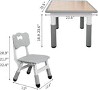 UNICOO Kids Table and Chairs Set, Height Adjustable Toddler Study Table and Chairs, Arts & Crafts Table, Suitable for Ages 2-10, Childrens Activity Table, Preschool Furniture (BY-60-MGY)
