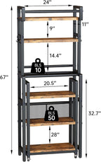 Recaceik 6-Tier Over The Toilet Storage Shelf with Cart, Freestanding Above Toilet Shelf Rack, Farmhouse Bathroom Organizer Shelves, Space Saver (Brown)