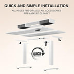 Veken 47.2"×27.6" Home Office Standing Desk with Monitor Riser, Adjustable Computer Desk with Drawers, Ergonomic Desk for Work, Study, Gaming, Crafting, White
