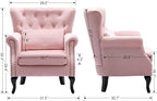 chairus Mid-Century Modern Accent Chairs Set of 2, Comfy Tufted Single Sofa Chair Wingback Armchair with Pillow for Club, Living Room, Bedroom - Velvet, Pink