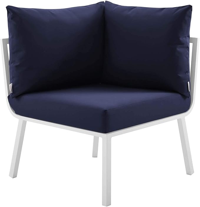 Modway Riverside Outdoor Furniture, 6-Piece Set, White Navy