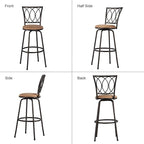 VECELO Adjustable Height Barstools 360 Degree Swivel Sturdy Steel Bistro Pub Chair/Comfortable Round Seat Cushions-Set of 2, Style B, Retro Brown
