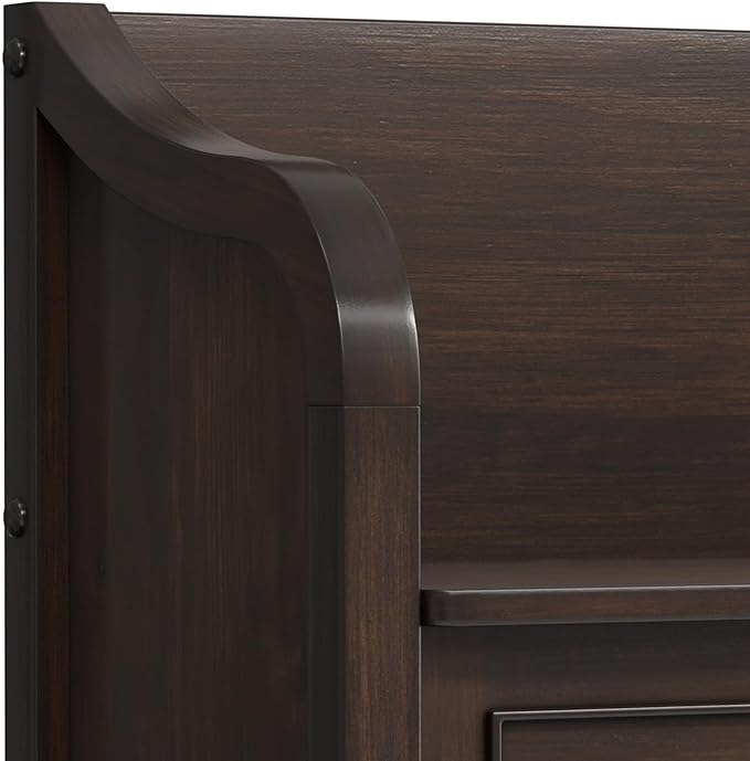 SIMPLIHOME Connaught Entryway Storage Bench - 56 inch Wide Solid Wood Wide Storage Seat in Chestnut Brown, Traditional Bench for Entryway or Living Room with Lift-Up Lid and Paneled Front