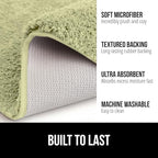 GORILLA GRIP Bathroom Rugs, 60x24, Ultra Soft Absorbent Mat, Thick Plush Bath Rug, Machine Washable, Microfiber Quick Dry, Mats for Shower, Bathtub and Floor, Home Decor Accessories, Sage
