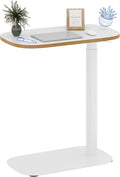 FLEXISPOT Adjustable C Table with Wheels, Mobile Snack Side End Table Sofa Couch Bedside Table Laptop Cart TV Tray Night Stand Small Space Side Table(23.6" W x 13.8" D,White)
