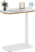 FLEXISPOT Adjustable C Table with Wheels, Mobile Snack Side End Table Sofa Couch Bedside Table Laptop Cart TV Tray Night Stand Small Space Side Table(23.6" W x 13.8" D,White)