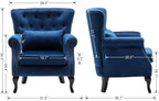 chairus Mid-Century Modern Accent Chairs Set of 2 Comfy Tufted Single Sofa Chair Wingback Armchair with Pillow for Club, Living Room, Bedroom - Velvet, Blue