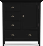 SIMPLIHOME Redmond SOLID WOOD 39 inch Wide Transitional Medium Storage Cabinet in Black for the Living Room, Entryway and Family Room