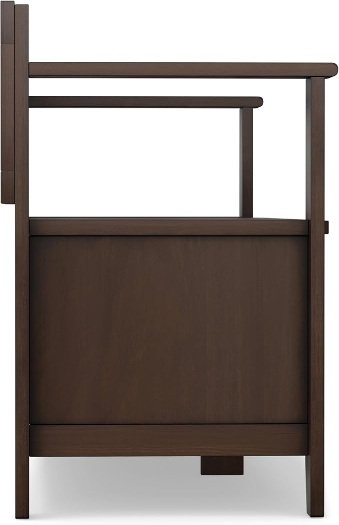 SIMPLIHOME Amherst Entryway Storage Bench - 48 inch Wide Solid Wood Hallway Seat in Natural Aged Brown, Transitional Bench for Entryway or Living Room with Lift-Up Lid and Spacious Storage