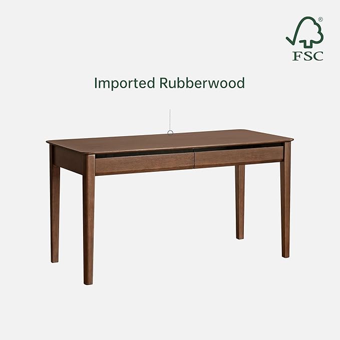 YESWOOD Vintage Solid Wood Computer Desk, Office Desk with Storage Drawers, Writing Desk for Home Office, Study 47.24" W
