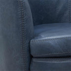 Pemberly Row Vintage Navy All Italian Leather Swivel Club Chair