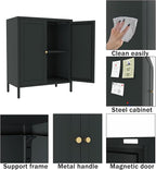 Small Storage Cabinet, Metal Modern Accent Cabinets with Doors and Shelves, Low Cabinet with high feet and Locker, Coffee Bar with Storage for Home,Office,Kitchen,Bathroom,Dining Room