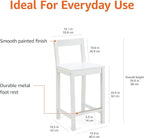 Amazon Basics Wooden Bar Stool with Backrest 24", White, Set of 2