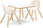 Lalo The Play Kit - Kids Table & Chairs Set with Sustainably Sourced Wood Table & 2 Non-Toxic Bucket Seat Chairs - Safe & Comfortable - Coconut/Grapefruit